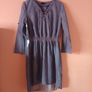 Mossimo Denim Lace-Up Long Sleeve Dress